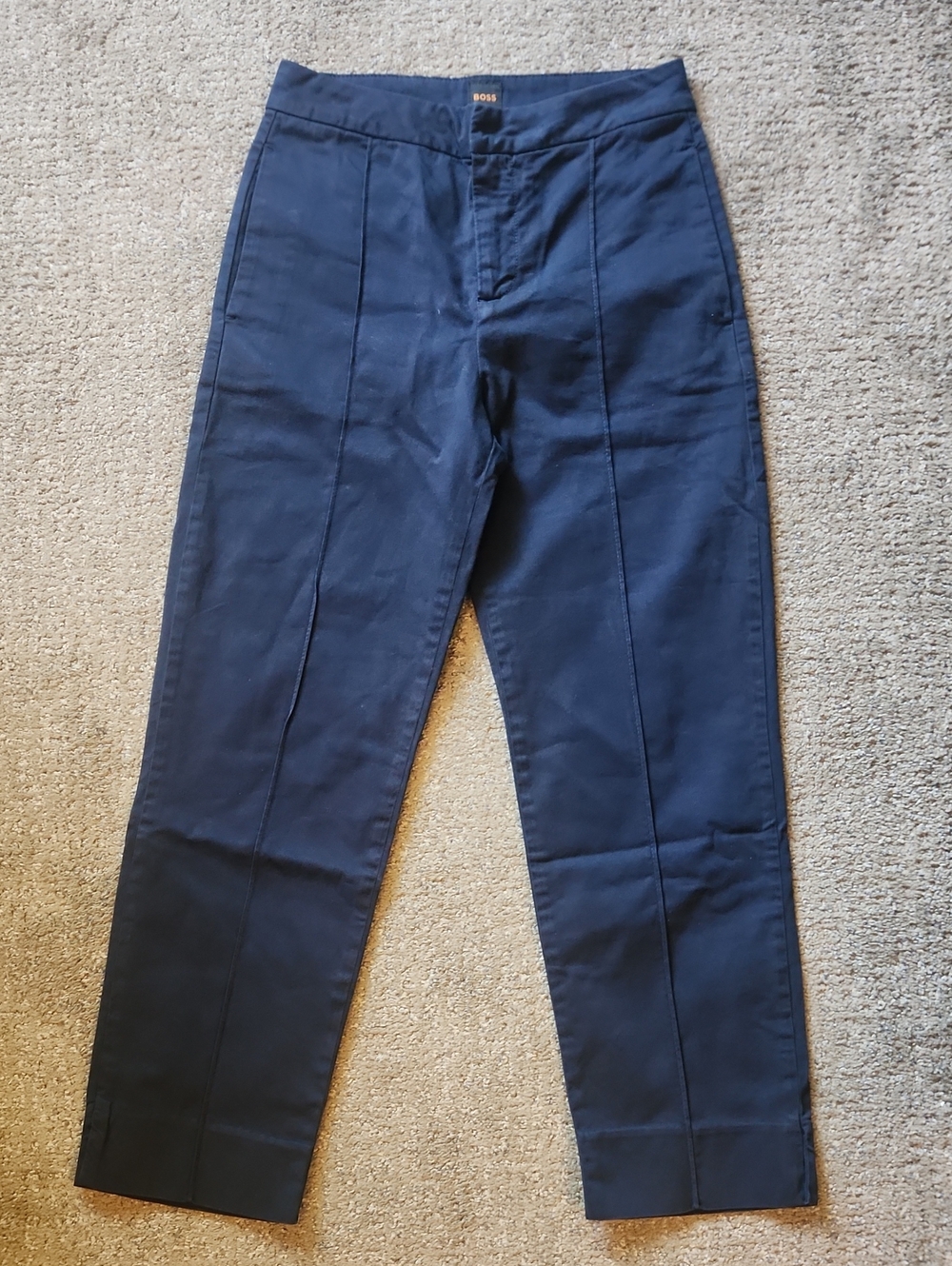 Boss Dark Navy Slim Front-Seam Chinos